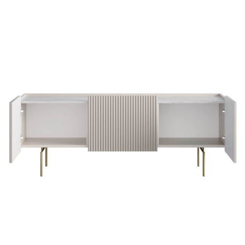 Szafka RTV Malmi 150 cm - kaszmir / crema bianca / złote nóżki